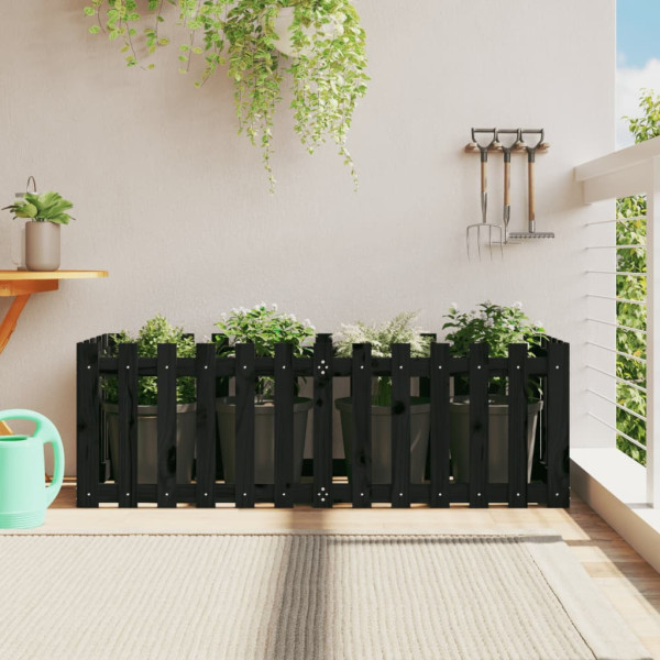 Ariate elevado jardim com vedação madeira de pinho preto 150x50x50cm D