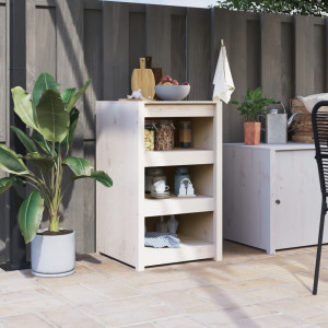 Mobiliário de cozinha exterior madeira maciça pinho branco 55x55x92 cm D