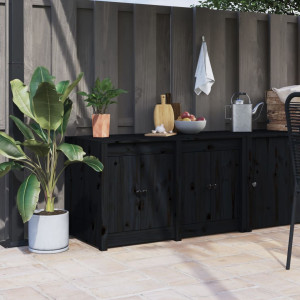 Mobiliário de cozinha exterior madeira maciça pinho preto 106x55x64 cm D