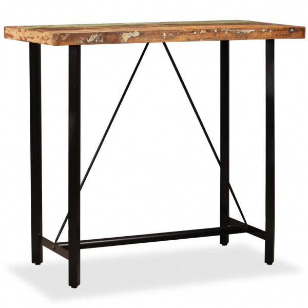 Mesa de bar de madeira maciça reciclada 120x60x107 cm D