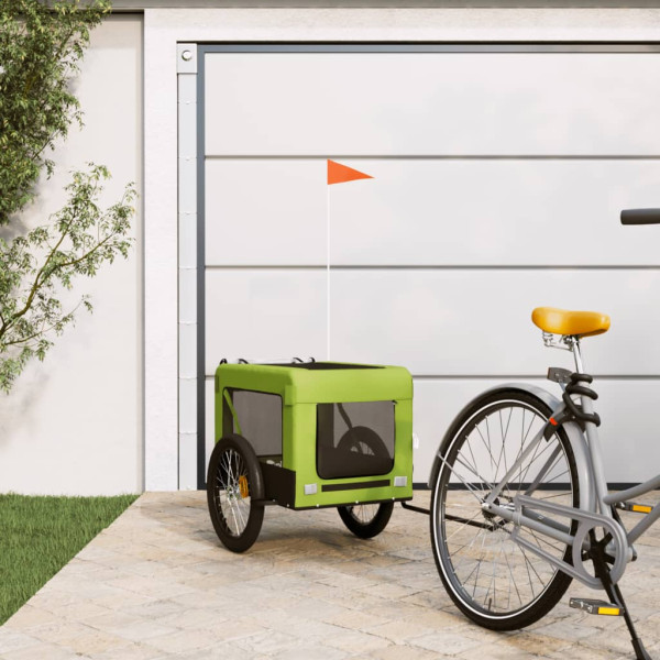 Remolque de bicicletas para cães tecido Oxford verde preto ferro D