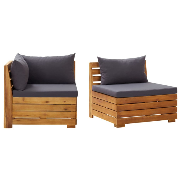 Muebles de jardín 2 piezas con cojines madera maciza de acacia D