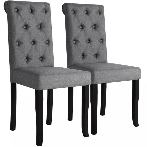 Cadeiras de jantar 2 unidades tecido cinza escuro D