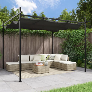 Pergola com cobertura retrátil cinza-antracita 295x292x230 cm D