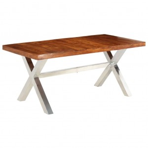 Mesa de comedor madera maciza acabado de sheesham 180x90x76 cm D