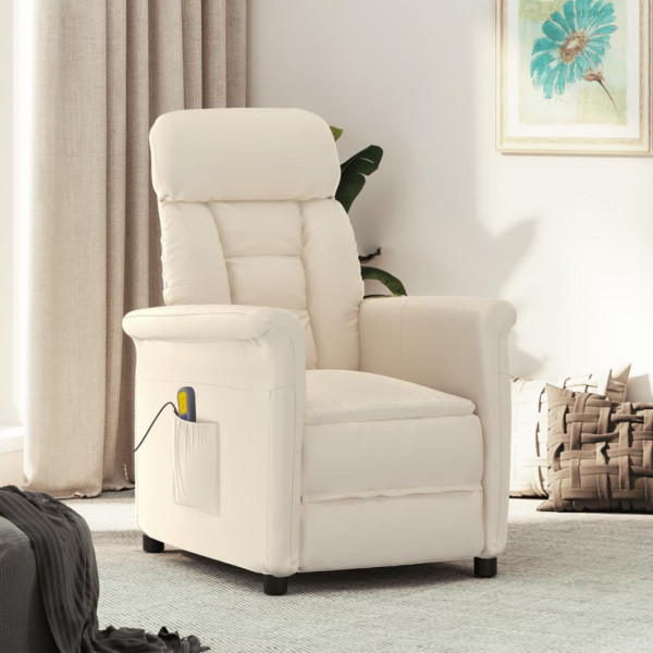 Sillón de masaje eléctrico tela de microfibra beige D