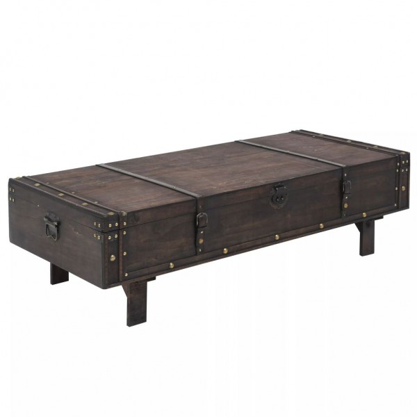 Mesa de centro de madeira maciça estilo vintage 120x55x35 cm D