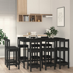 Set de bar 9 piezas madera maciza de pino negro D