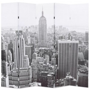 Biombo dobrável divisor 200x170 cm New York preto e branco D