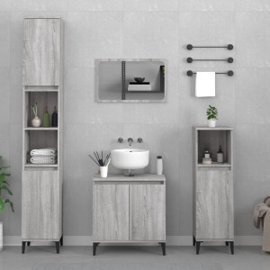 Set de muebles de baño 3 pzas madera contrachapada gris sonoma D