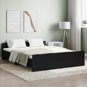 Estructura de cama con cabecero y piecero negro 140x200 cm D