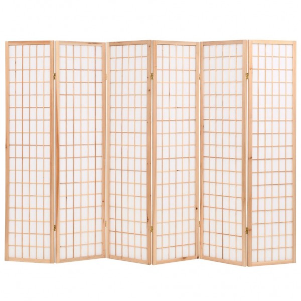 Biombo plegable con 6 paneles estilo japonés 240x170 cm natural D