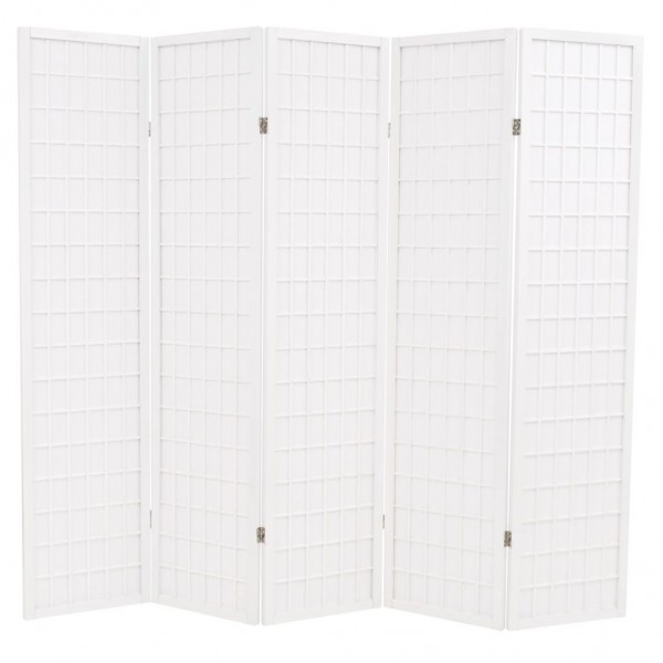 Biombo plegable 5 paneles estilo japonés 200x170 cm blanco D
