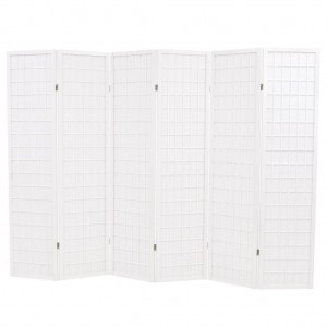 Biombo plegable con 6 paneles estilo japonés 240x170 cm blanco D
