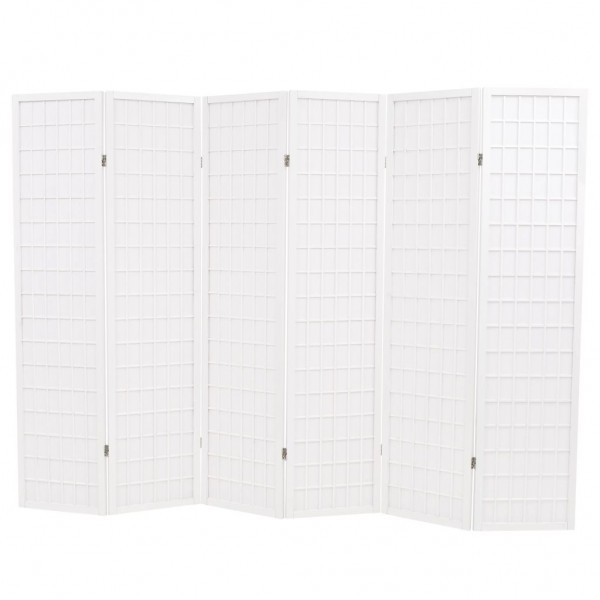 Biombo plegable con 6 paneles estilo japonés 240x170 cm blanco D