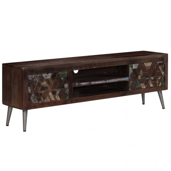 Mueble para TV de madera maciza reciclada 140x30x45 cm D