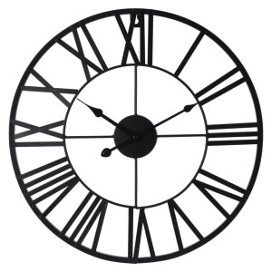 H&S Collection Reloj de pared con números romanos negro D