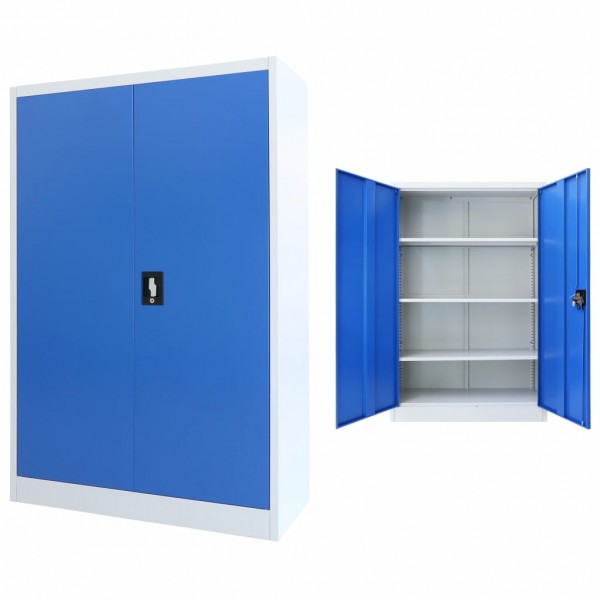 Mueble de oficina de metal gris y azul 90x40x140 cm D