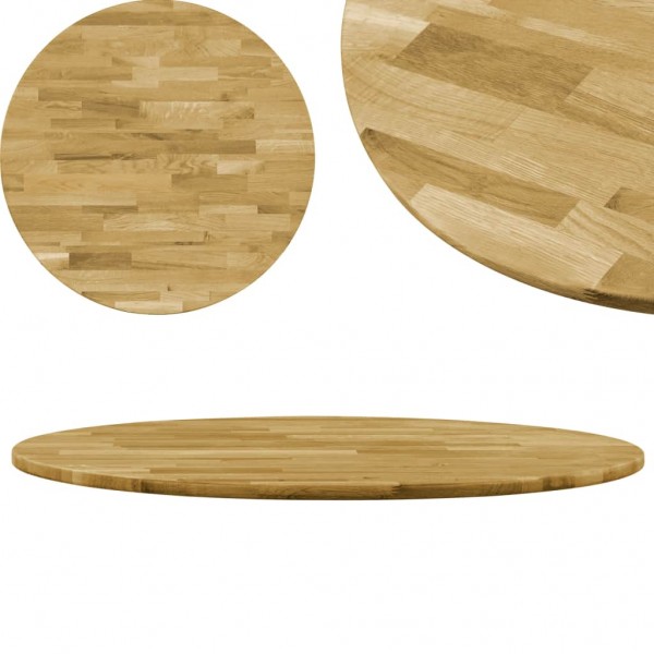 Superficie de mesa redonda madera maciza de roble 23 mm 500 mm D