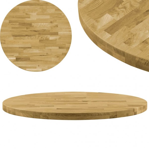 Superficie de mesa redonda madera maciza de roble 44 mm 500 mm D