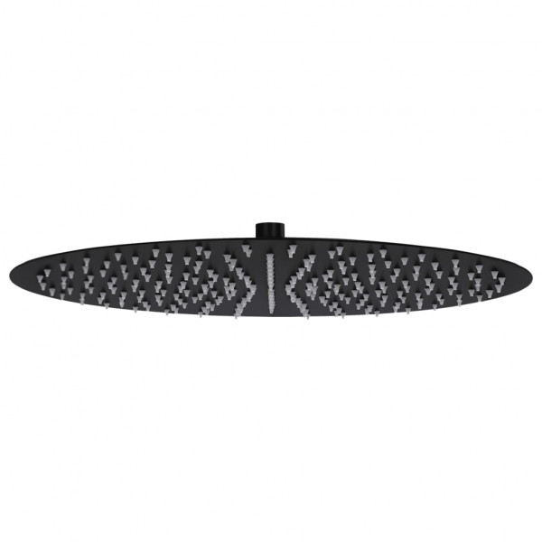 Cabezal de ducha efecto lluvia acero inox redondo negro 40 cm D