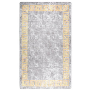 Alfombra lavable antideslizante gris y dorado 150x230 cm D