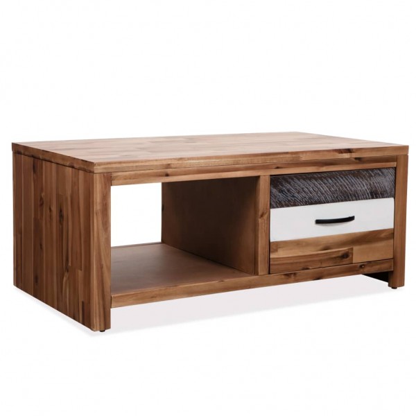 Mesa de centro de madera maciza de acacia 90x50x37.5 cm D