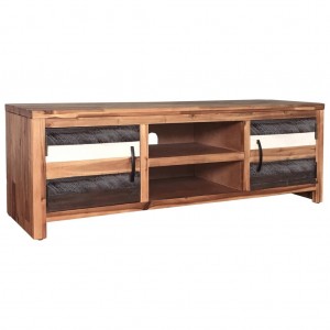Mueble para TV de madera maciza de acacia 120x35x40 cm D