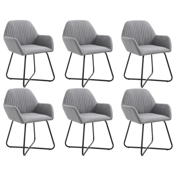 Cadeiras de jantar 6 unidades tecido cinza claro D