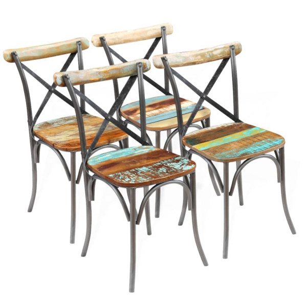 Cadeiras de jantar 4 unidades madeira maciça reciclada D