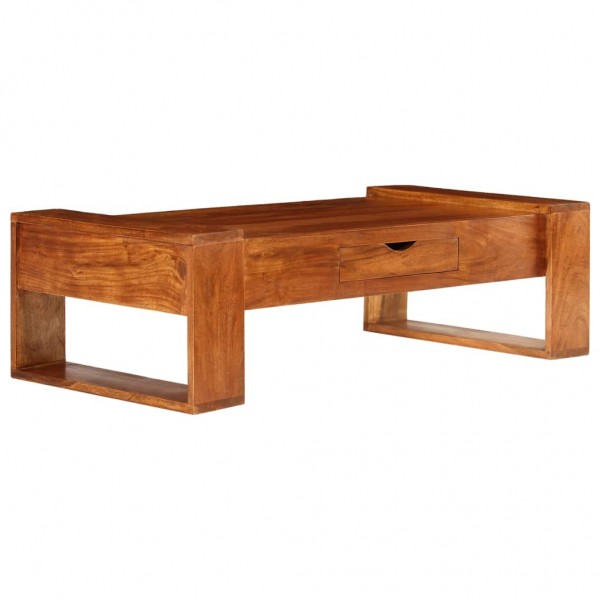 Mesa de centro de madera maciza de acacia 100x50x30cm marrón D