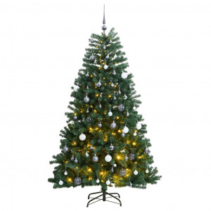 Árvore de Natal artificial com dobradiças 300 LED e bolas 180 cm D