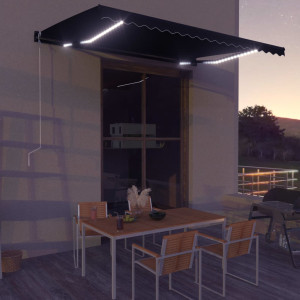 Toldo retráctil LED y sensor de viento gris antracita 450x300cm D