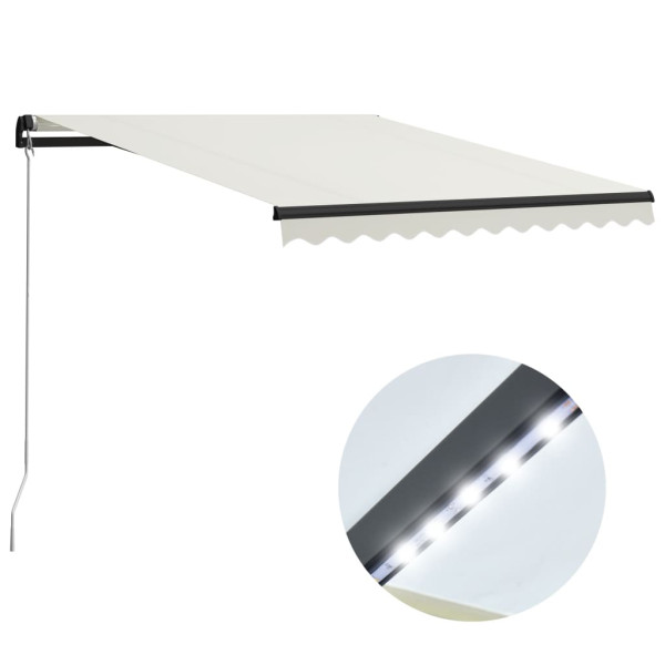 Toldo retrátil manual com LED creme 300x250 cm D