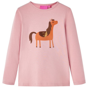 Camiseta de bebê de manga comprida feita de pónei rosa claro 128 D
