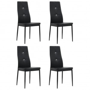 Cadeiras de jantar 4 unidades de couro sintético preto D
