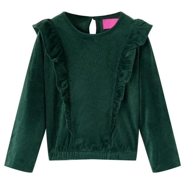 Blusa de menina com voadores verde escuro 140 D