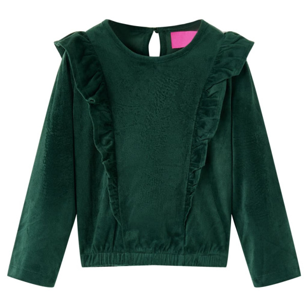 Blusa de niña con volantes verde oscuro 104 D