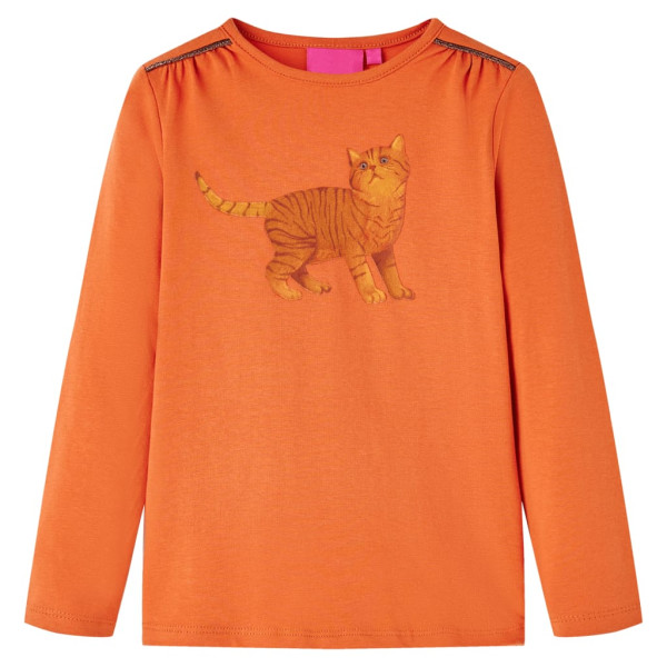 Camiseta de niño de manga larga estampado de gato naranja 92 D