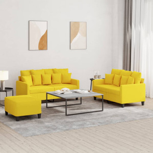 Juego de sofás con cojines 3 piezas tela amarillo claro D