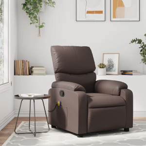 Assento de massagem reclinável de couro sintético marrom D