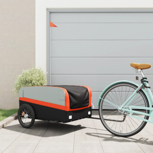 Remolque de carga para bicicleta hierro negro y naranja 45 kg D