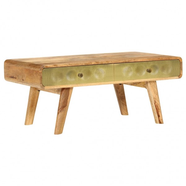 Mesa de centro de madera de mango maciza 90x50x40 cm Mesa de centro de madera de mango maciza 90x50x40 cm D
