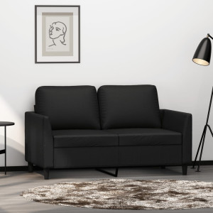Sofá de 2 plazas de cuero sintético negro 120 cm D