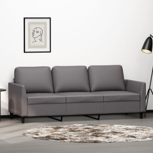 Sofá de 3 plazas de cuero sintético gris 180 cm D