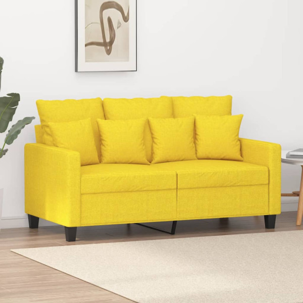 Sofá de 2 lugares de tecido amarelo claro de 120 cm D