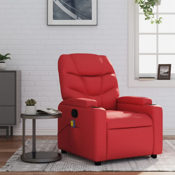 Sillón de masaje reclinable cuero sintético rojo D