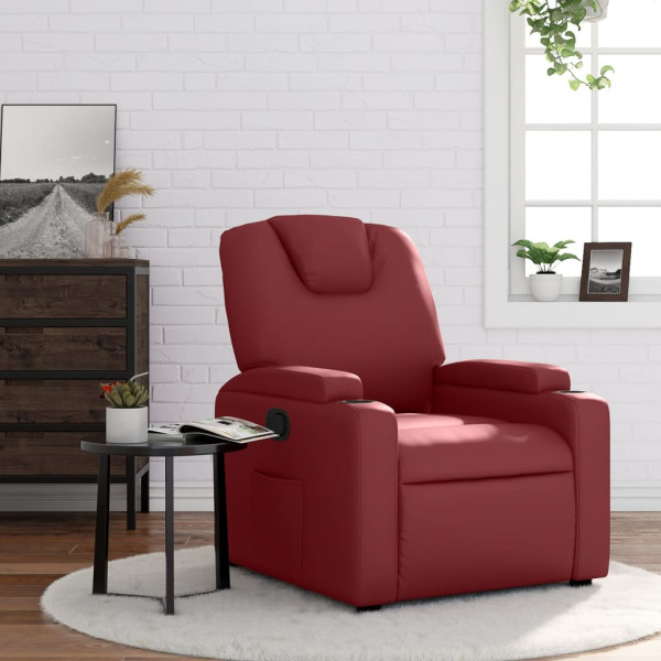 Assento reclinável de couro sintético vermelho-vermelho D