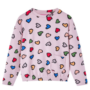 Sudadera para niños con estampado de corazones rosa 128 D