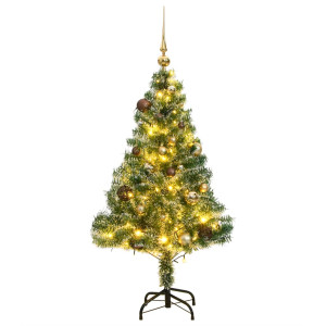 Árbol de Navidad artificial con 150 LEDs bolas y nieve 150 cm D